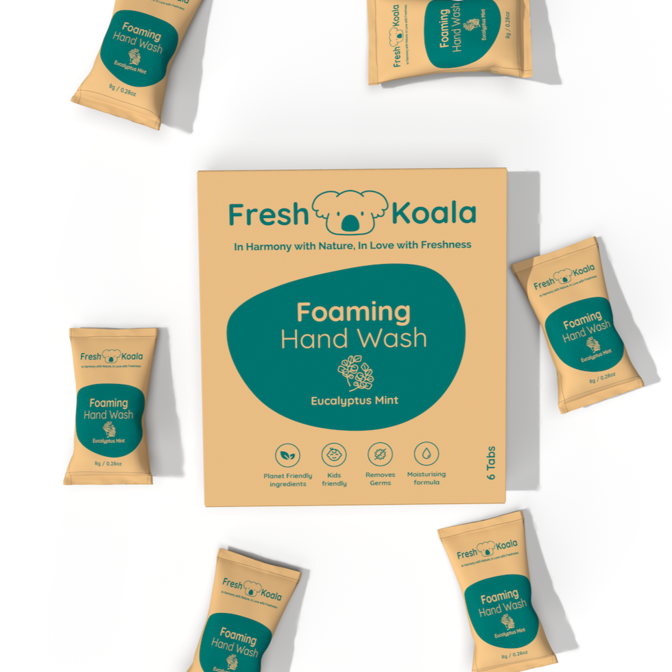 Fresh Koala sustainable eucalyptus mint foaming hand wash tablet.